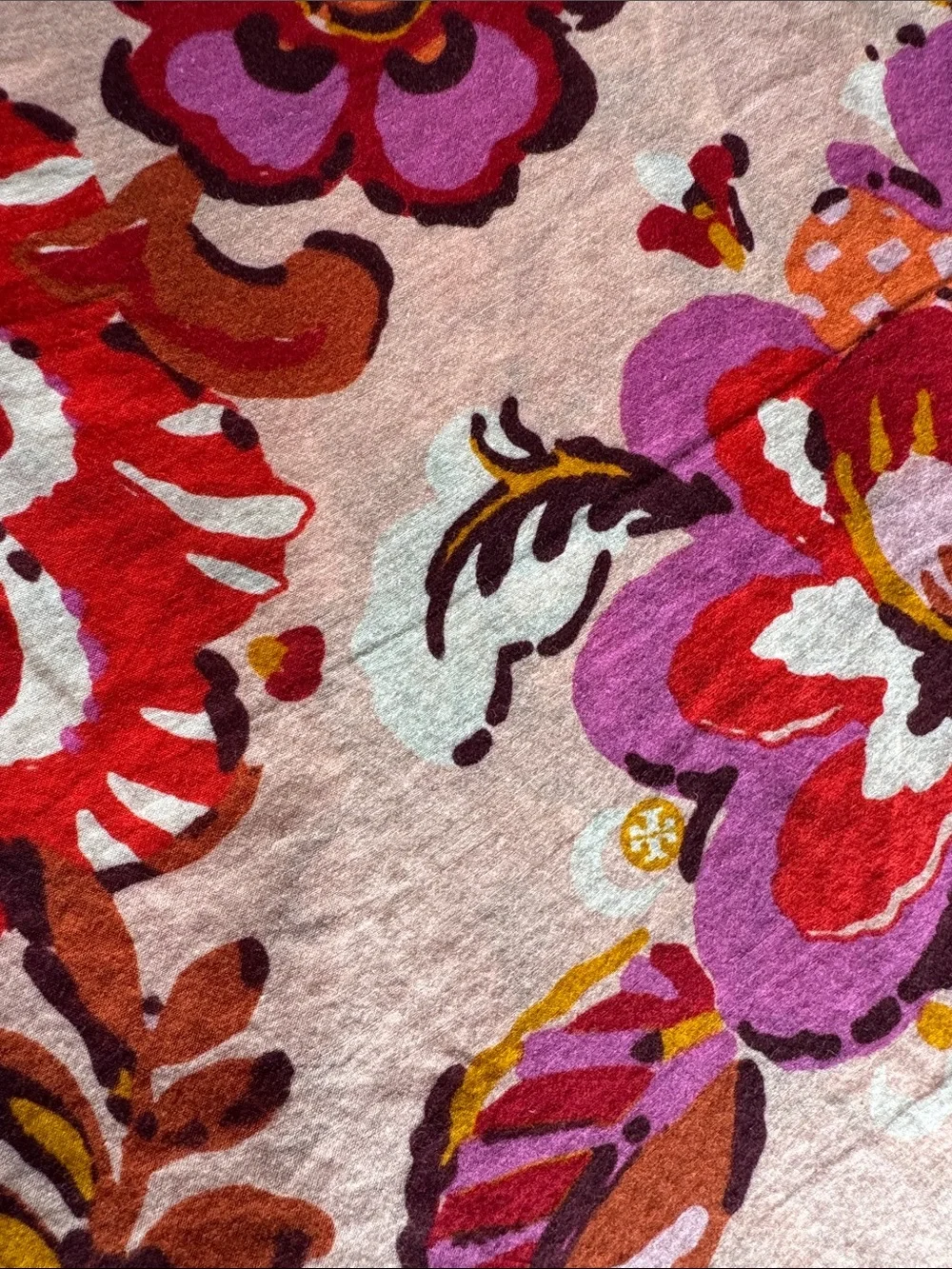 Tory Burch Pink and Coral Floral V-Neck Tunic
